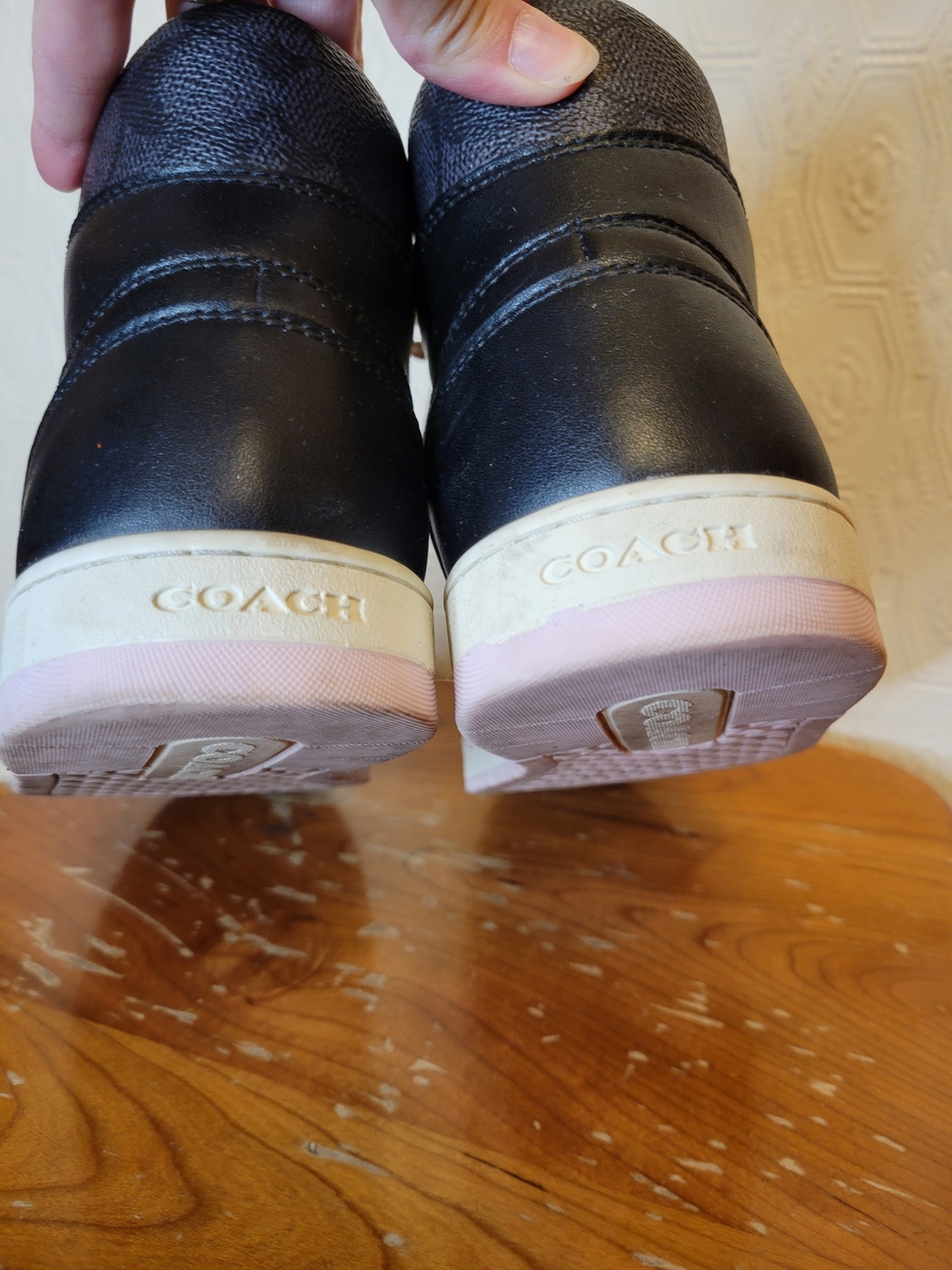 Coach Black High-Top Sneakers with Pink Trim Size 9.5 US - Picture 6 of 11